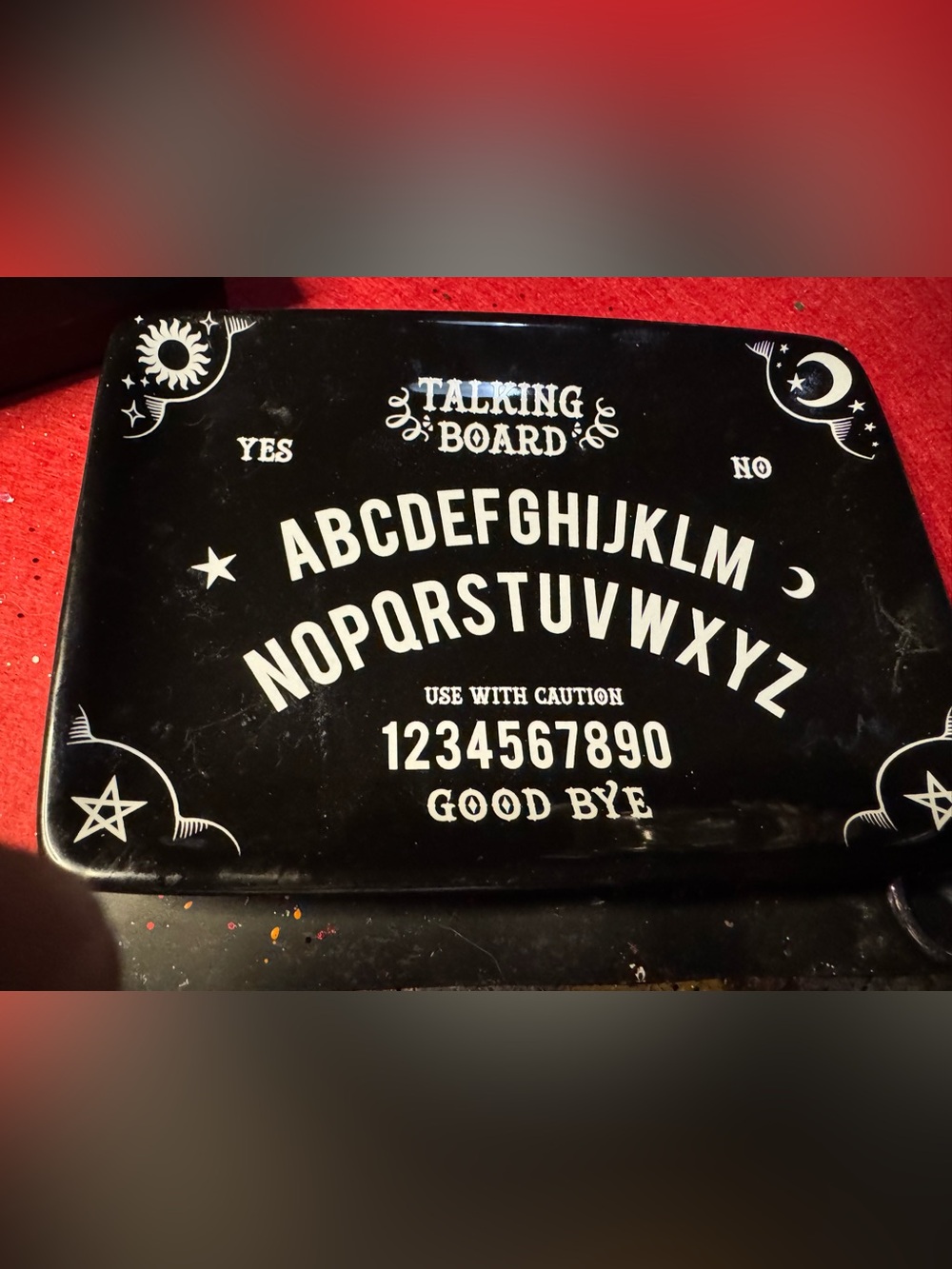 Talking Board Ouija Style Planchette trinket dish- Black & White
